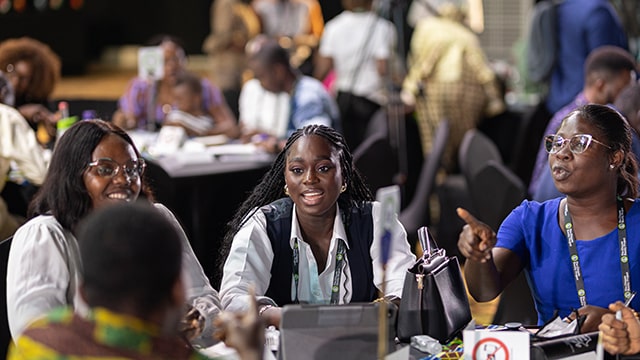 climate leaders in africa speak at a table during a session