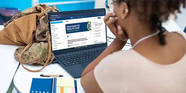 woman browsing reality hub