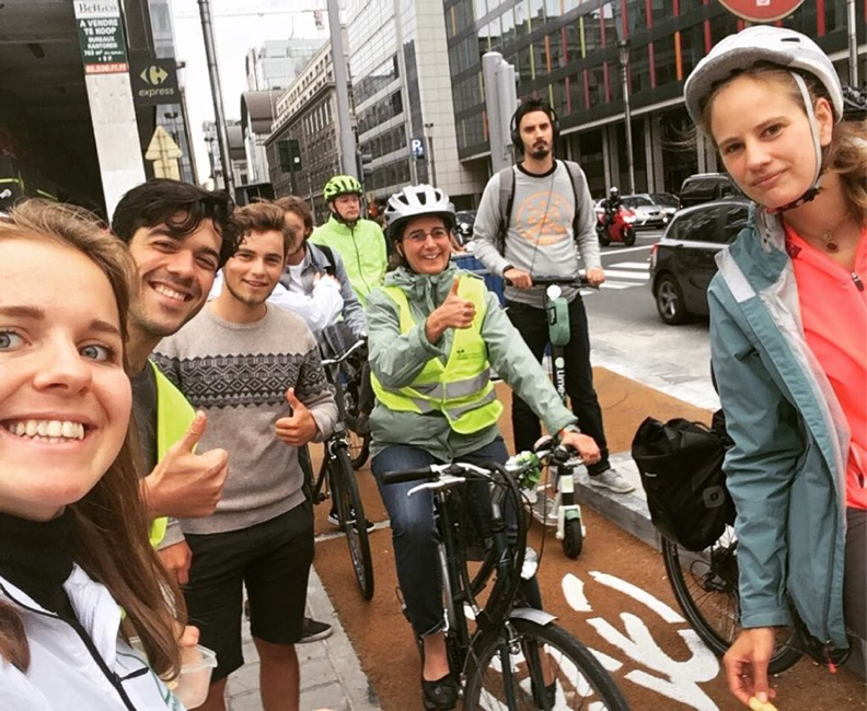 Selfie with group of cyclists