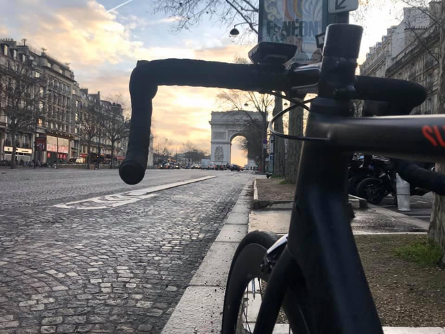 scenic view of bike near sunset