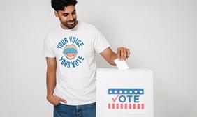 Person puts ballot in ballot box